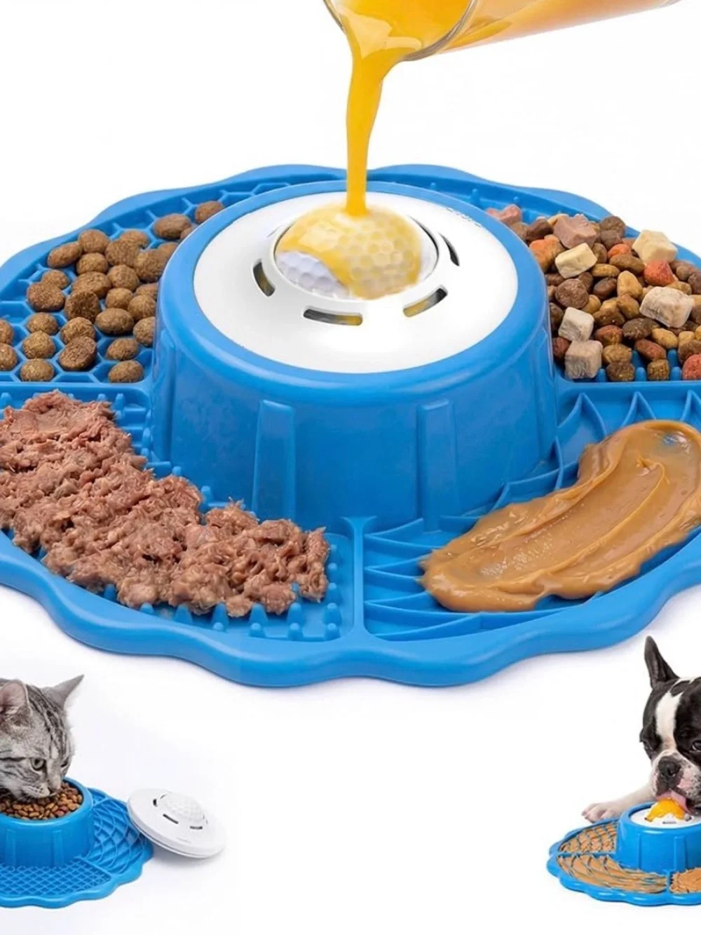 Slow Feeder & Lick Mat Dog Bowl - Blue by